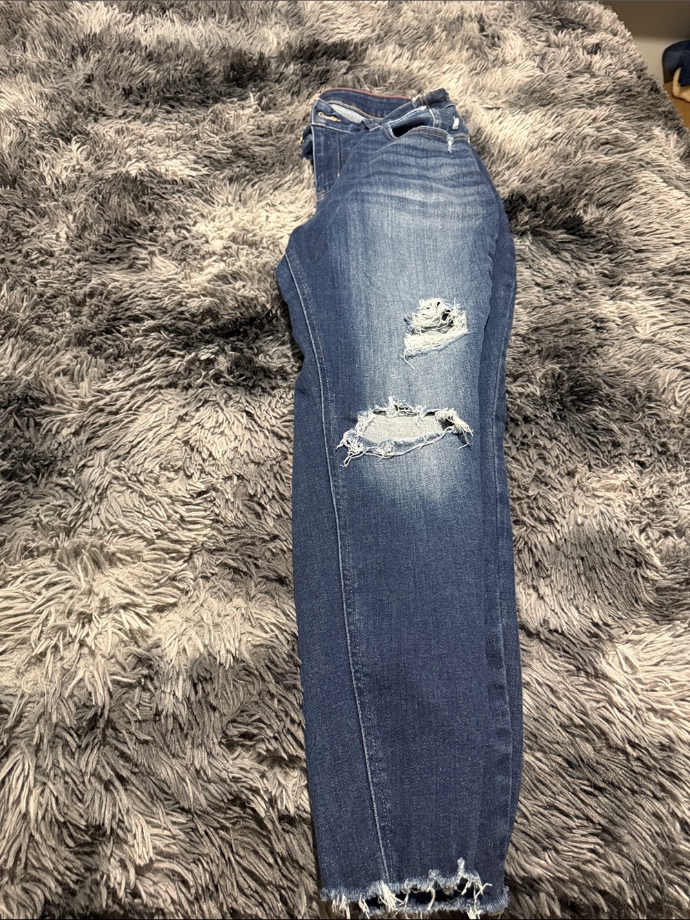 Midnight Blue Distressed Skinny Jeans - Stretch Denim